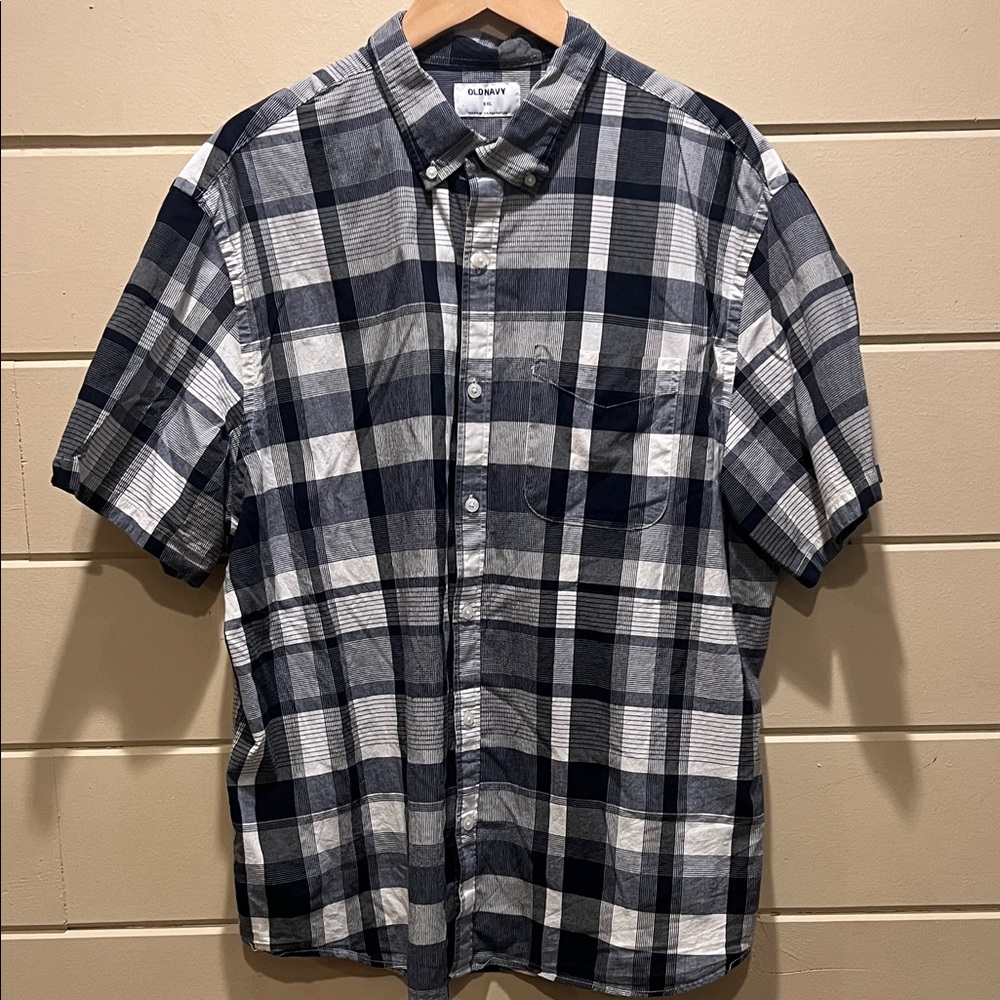 Old Navy Navy and White Checkered Casual Shirt
